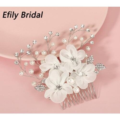 Efily Pearl Hair Combs Rhinestone Bridal Wedding Hair Accessories for Women Party Jewelry Bride Headpiece Bridesmaid Gift