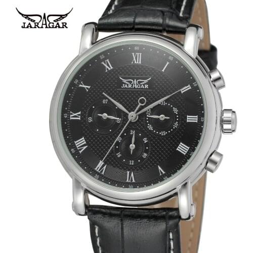 Forsining Luxury Wrist Watches for Men Automatic Movt Genuine Leather Wrist Watch Color White High End Watch Brands JAG6908M3