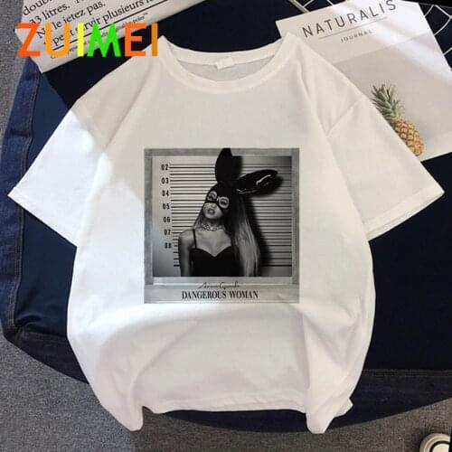 Women Ariana Grande Dangerous Woman Harajuku Print T-shirt Tops 2020 Summer Fashion Short Sleeved T-shirt Girl,Drop Ship