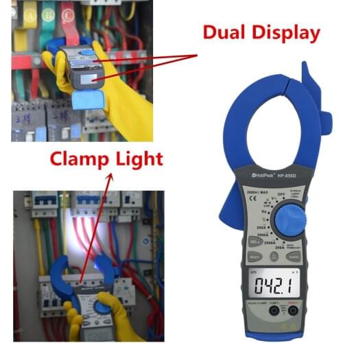 HoldPeak HP-850D 2000A Clamp Meter with Frequency/Temperature/Capacitance/Duty Cycle Test and Carry Bag