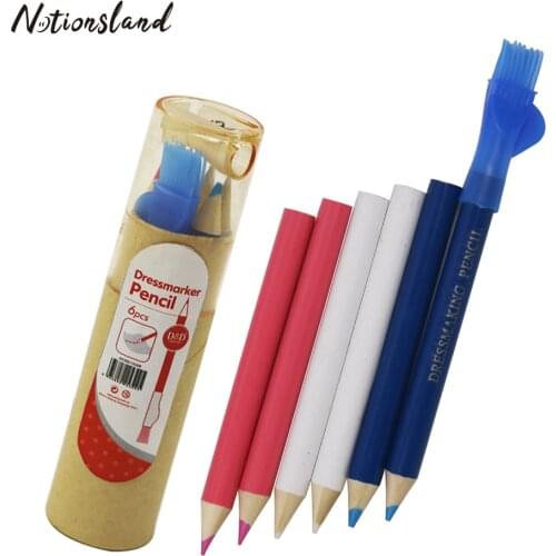 6pcs/Set Sewing Tailors Chalk Pencils Fabric Marker Pen Dressmaker Craft Clothing Garment Marker Pencil Sewing Accessories