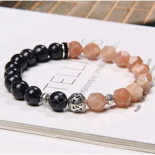 Round Turquoises Faceted Geometric Shapes Natural crystal Stone Aquamarines Lapis Lazuli Tiger Eye Bracelets For Women Men Gift