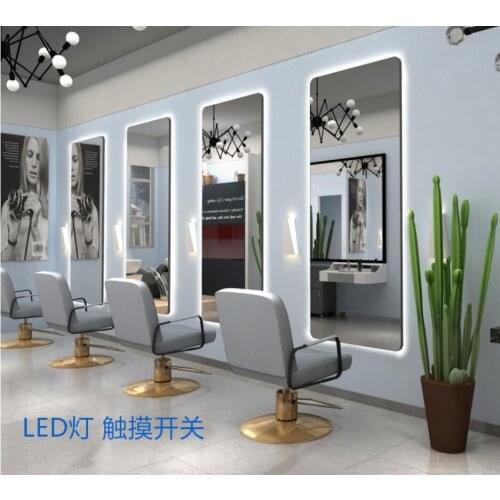 Fashion barber shop mirror single side wall hanging led with light net red hairdressing mirror for European hair salon