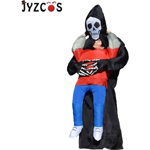 JYZCOS Inflatable Grim Reaper Costume Horror Cosplay Purim Halloween Costumes for Women Men Kids Party Fancy Dress