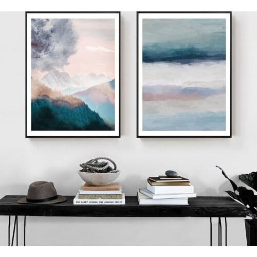 Rainbow Colour Mountain Art Wall Decor Pictures for Living Room Nordic Wall Art Ptint Canvas Painting Waves Posters and Prints