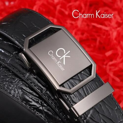 Charm Kaiser man han edition joker contracted hipster crocodile grain leather belt automatic belt buckle business