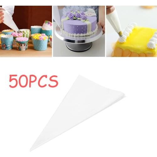 50Pcs Pack Pastry Bag Disposable Piping Bag Icing Fondant Cake Cream Decorating Pastry Tip Tool