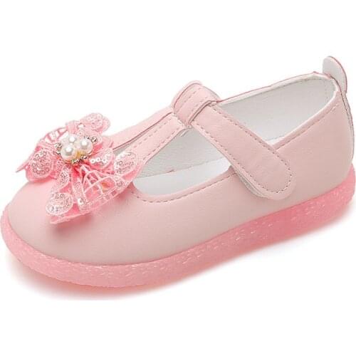 1-7 Years Children Leather Shoes Bow New Girls Toddler Shoes pearl Summer Baby Princess Fashion Breathable Sneaker