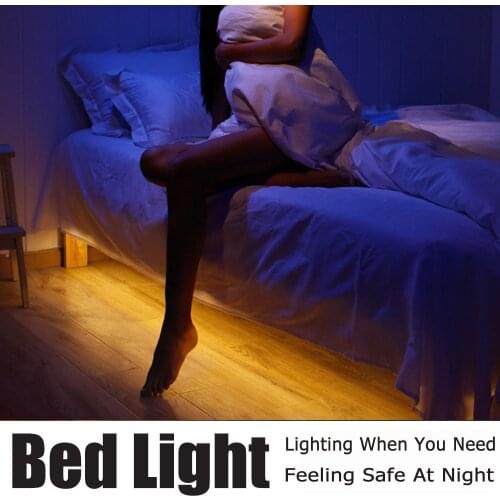 LED Motion Sensor Cupboard Wardrobe Bed lamp Under Cabinet Night light Flexible LED Strip 12V Tape 110V 220V US EU Power Su