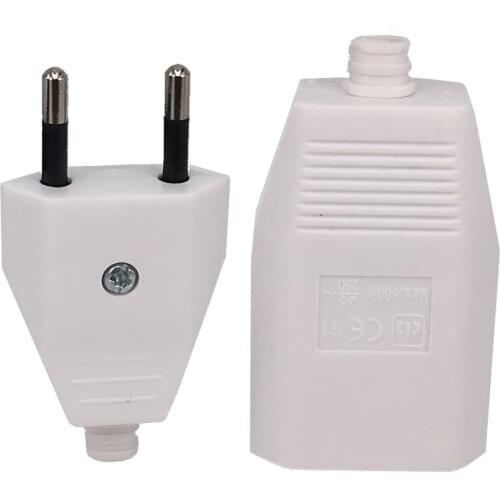 EU 2Pin 4.0mm Plug Socket Wiring Power Extension Cord Convertor Electric Rewireable Plug Male Female Adapter White Black