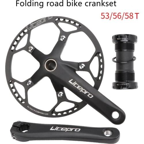 Bicycle Crank Folding Road Bike Crankset Chainwheel Bicycle Tooth Disc With BB Hollowtech Crankset 53T 56T 58T Bicycle Parts