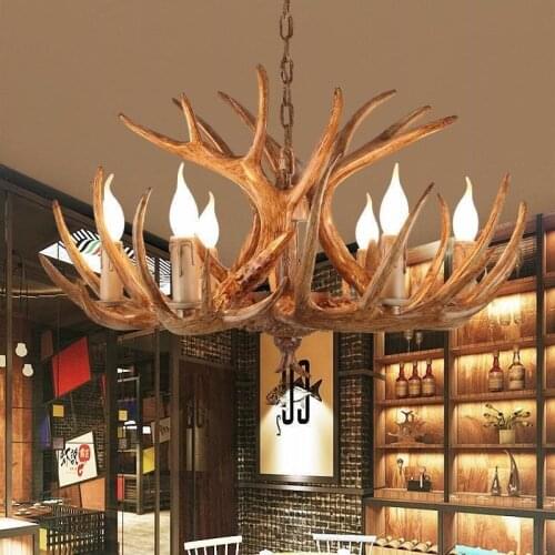 Horn deer resin Chandelier Lighting For Living room Bedroom Hotel Antler LED Chandelier Loft Vintage Retro Chandelier Lighting