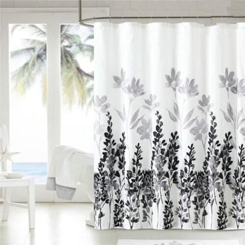 Yulian manufacturers Mirage blue ash printing polyester waterproof mold waterproof curtain Europe and the United States home