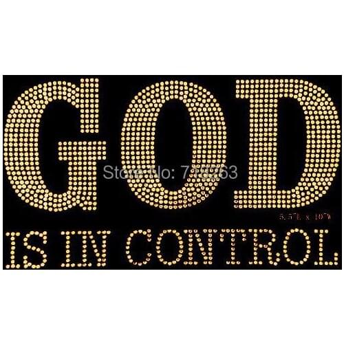 YX Free shippingnice many many god control in golden yellow shinining hotfix rhinestones transfer image for cloth