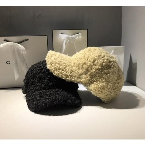 Couple Hat Female Winter Teddy Hair Black Baseball Cap Korean Casual Wild Cap Women and Men Student Warm Hats Wholesale NS1663
