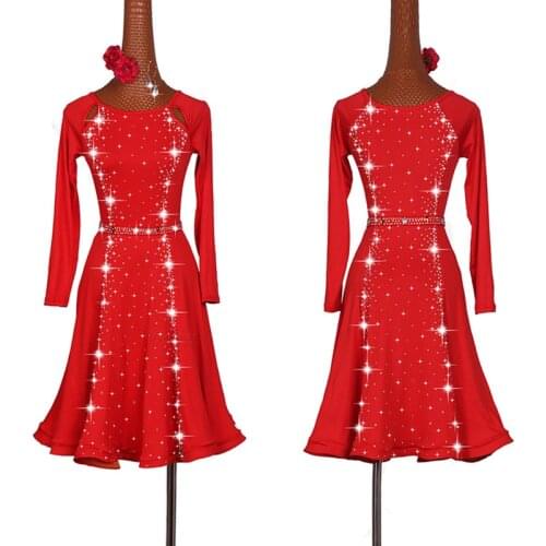 New Sexy Latin Dance Dress Women Fashion Style Red Color Salsa Tango Dresses Lady Rumba Flamenco Competition Dance Costumes B202