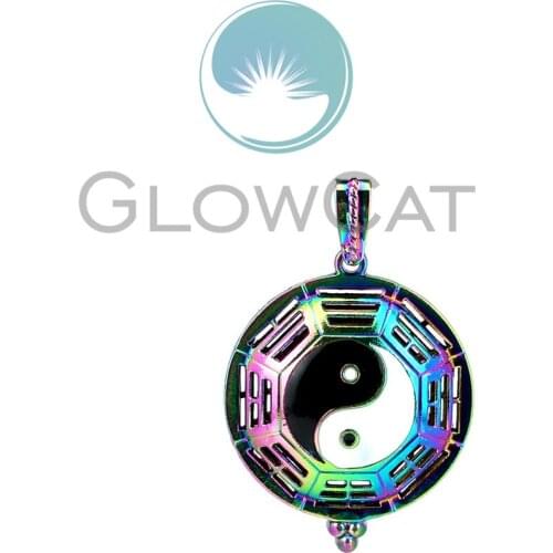 1PC Rainbow CC1109 Enamel Yinyang Taichi Eight Diagrams Essential Oil Diffuser Cage Locket Pendant