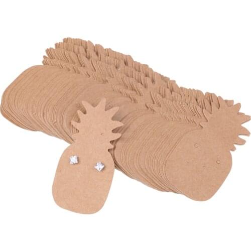 100 Pieces Retro Kraft Paper Pineapple Shape Earring Display Tags Cards Jewellery Holder