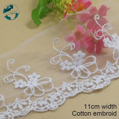 3yards 11cm width Cotton embroid lace sewing ribbon guipure trims fabric dolls lace DIY Garment Accessories wedding lace#3375