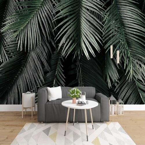 Custom Photo 3D Green Leaf Tropical Plant Mural Modern Pastoral Living Room Hotel Background Wall Decoration Painting Wallpaper
