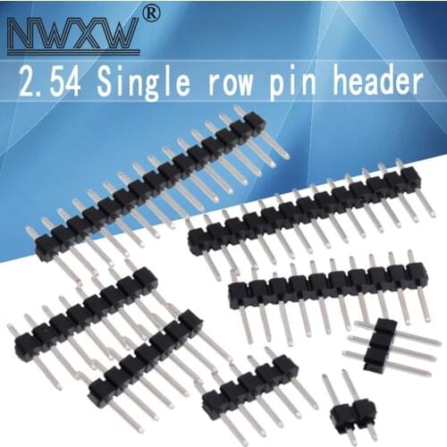 50pcs 2.54MM copper pin single row pin header pin socket 1*2P/3/4/5/6/7/8/9/10/11/12/13/14/15/16/17/18/19 /20/22/24/30P-40P
