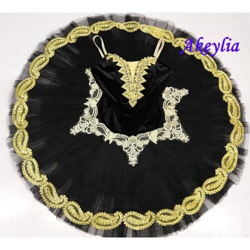 Free shipping Professional ballet tutu women black Gold Adult ballet tutu ballerina White Swan ballet dress child girls 19062