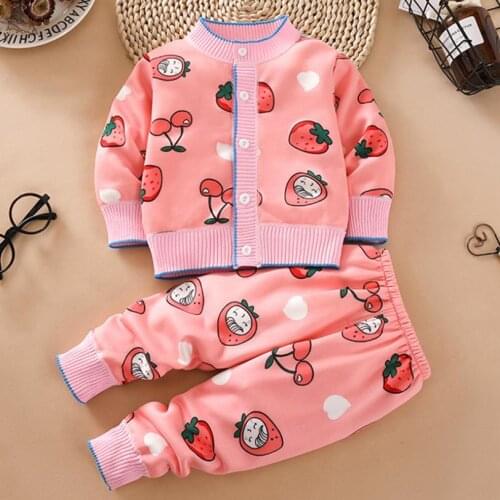 Baby Knit Cardigan Warm Cartoon Sweater Suit Pajama Set Autumn Winter Clothes Set 2021 Infant Boys Girls First years Casual Wear