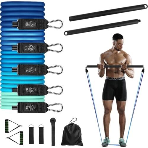 Fitness Resistance Bands Elastic Rubber Bands Exercise Tube Bands Pull Up Multifunction Training Expander Pilates Bar Equipment