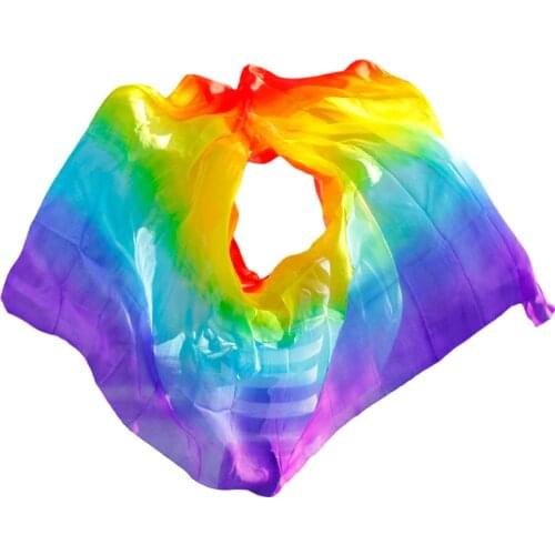 Design 100% Real Silk Belly Dance Veil Cheap Dance Veils Tari Perut Kostum Veil Wholesale 250 270*114cm Rainbow Colors