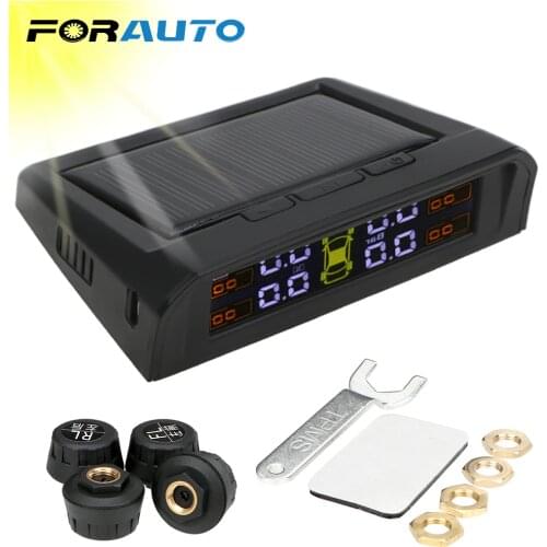 FORAUTO Smart Car TPMS Tyre Pressure Monitoring System Solar Power Digital LCD Display Auto Security Alarm Systems Tyre Pressure