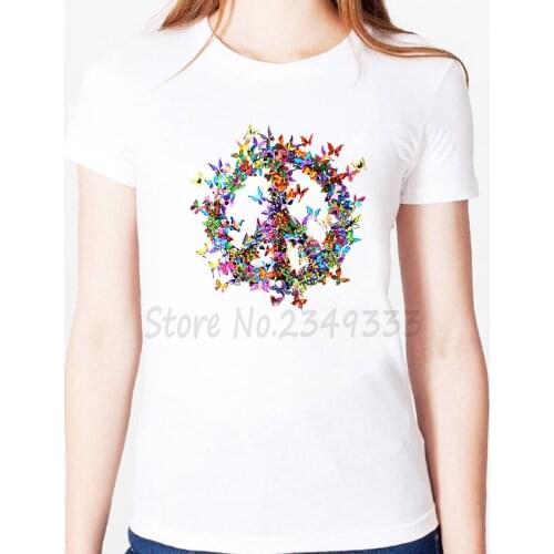 Butterfly peace Print Women tshirt Modal Casual Loose Funny t shirts For Lady Top Tee Drop Ship SH-26