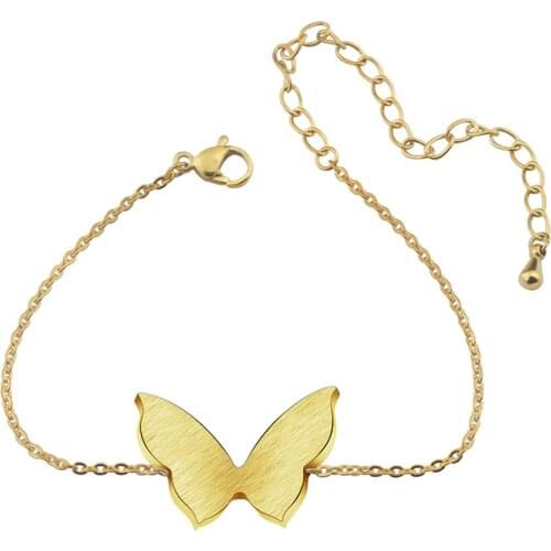 10PCS Dainty Beautiful Butterfly Bracelet for Women Girls Children Gold Silver-Color Stainless Steel Charms Bracelets & Bangles