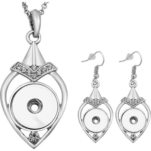 New DJ0149 Beauty Fashion crystal elegant necklace&earrings set Snap necklace 60cm fit DIY 12MM&18MM snap buttons jewlery