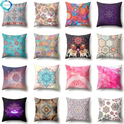 Colorful Exotic Style Abstract Geometric Bohemian Decorative Cushion Cover Square Geometry Pillowcase Home Decor Pillows Cover