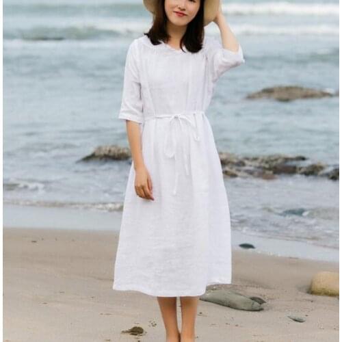 Hign Low Hem Summer Dresses Women Cotton Dresses