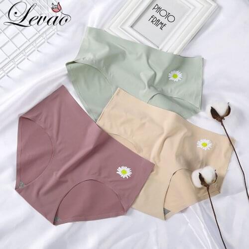 LEVAO Womens Panties Sexy Lingerie Daisy Seamless Briefs Ice Silk Underwear for Women Pants Comfortable Underpants Intimates