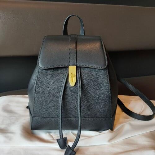 Famous Brand Designer Fashion Women Backpack Genuine Leather Classic Black School Bag For Girls Daily Casual Travel Bag Knapsac