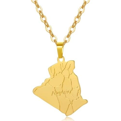 Algeria Map Pendant Necklace for Women/Men Jewelry Gold Color Trendy Jewelry Map of Algeria Necklaces Bijoux Femme