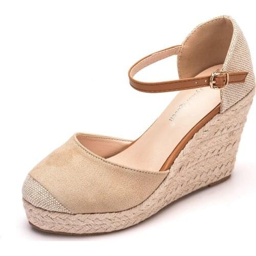 Spring Women Sandals High Heel Casual Ethnic Open Toe Wedges Platform Height Increasing Chunky Ladies Shoes Zapatos De Mujer