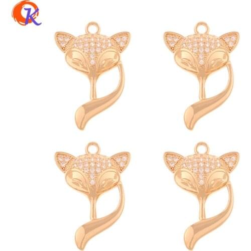 Cordial Design 30Pcs 16*24MM Jewelry Accessories/Earring Findings/Fox Shape/CZ Pendant/Hand Made/DIY Making/Rhinestone Charms