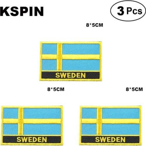 Sweden Rectangular Shape Flag patches embroidered flag patches national flag patches for clothing DIY Decoration