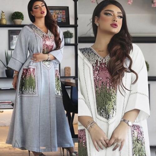 Middle East Dubai Pearl sequined embroidered robes Muslim womens dress