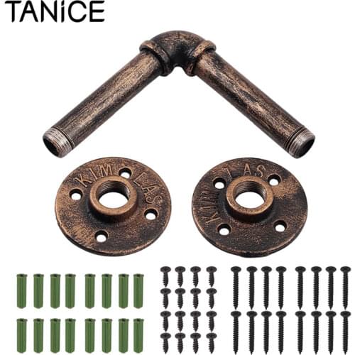 TANiCE 4Pcs Bronze Tube Rack Industrial Shelf for Bookshelf Floating Shelf Plumbing Hose for Scaffolding Board Iron 13 cm* 13 cm