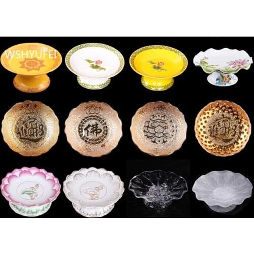 Traditional Buddhism Ceramics Fruit Dish Ornaments Buddha Hall Offer Table Accessories Home Buddha Tools Decoration Crafts