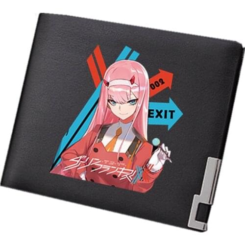 High Quality DARLING in the FRANXX ZERO TWO Cosplay Women Short Wallet Pu Leather Wallet Cartoon ID Card Holder Anime Money Bag