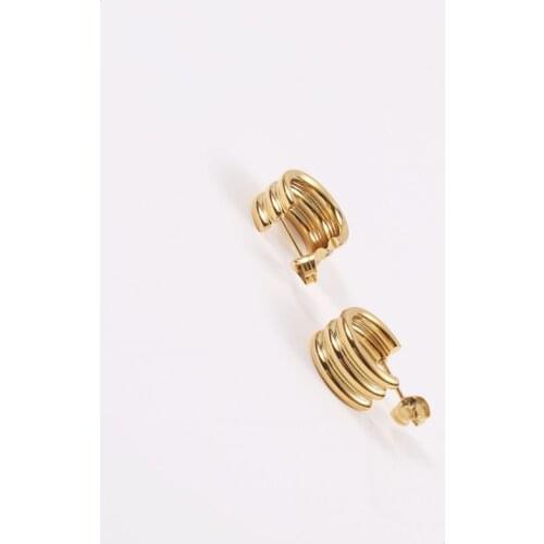 Joolim Jewelry Wholesale High End Gold Finish Stainless Steel Hoop Earring