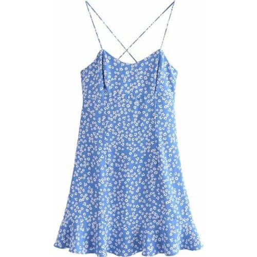 Summer Women Spaghetti Strap Dress 2021 Vintage flower Print Sleeveless Party Dress Woman Ruched Backless Beach Casual Dresses