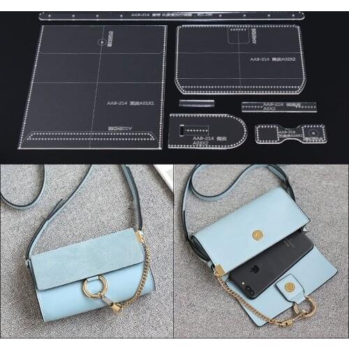 1 Set laser cut Acrylic Template Pattern For DIY Handmade Single Shoulder Bag Leather Craft Sewing Pattern Sewing stencils