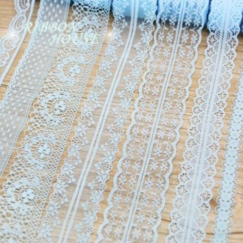 10 yards/roll) sky blue color lace fabric ribbon decoration gift wrapping material