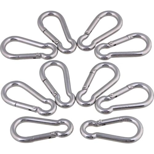 20pcs/lot Multifunctional M5 x 50mm Carabiner Clip Heavy Duty Snap Hook 304 Stainless Steel Clip Keychain Holds Up to 110lb/50kg
